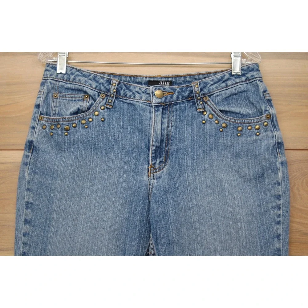 a.n.a A New Approach Jeans Womens 10 Blue Light Wash Studded‎ Mid Rise Bootcut
